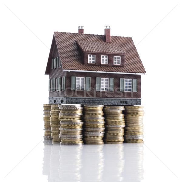 Stockfoto: Model · huis · munten · stichting · cash