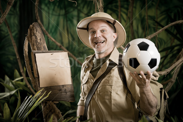 サッカー 笑みを浮かべて エクスプローラ ジャングル サッカーボール ストックフォト © stokkete