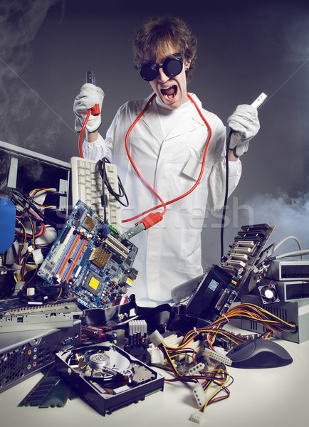Computer Problem crazy Techniker Reparatur Maus Stock foto © stokkete