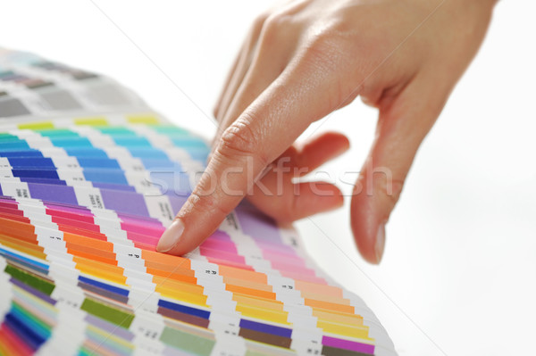 Stock foto: Frau · Auswahl · Farbe · Maßstab · Mädchen · Malerei