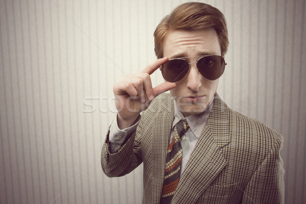 Retro zakenman business mode bril Stockfoto © stokkete