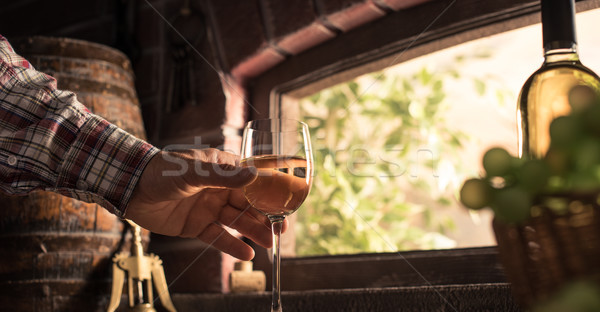 Vin expert degustare sticlă agricultor Imagine de stoc © stokkete