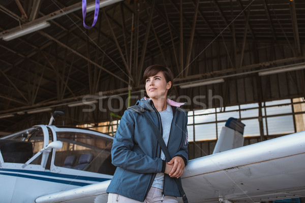 Stok fotoğraf: Pilot · ışık · uçak · genç · kadın