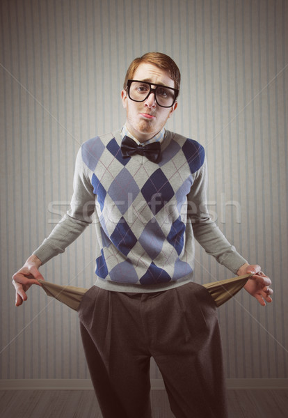 Rezession nerd Mann halten heraus Stock foto © stokkete
