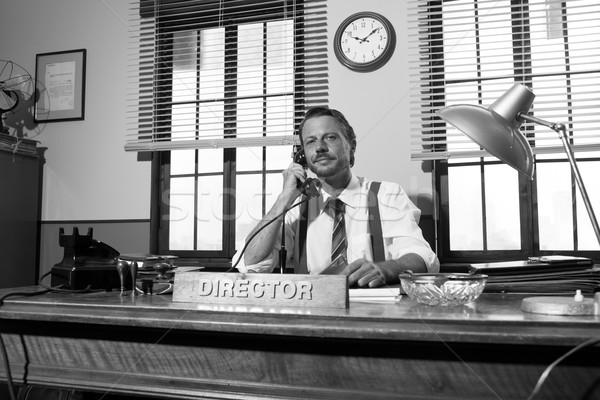 Stockfoto: 1950 · kantoor · directeur · werken · telefoon · stijl