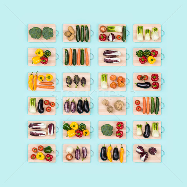 Saine légumes assortiment ensemble fraîches bois Photo stock © stokkete