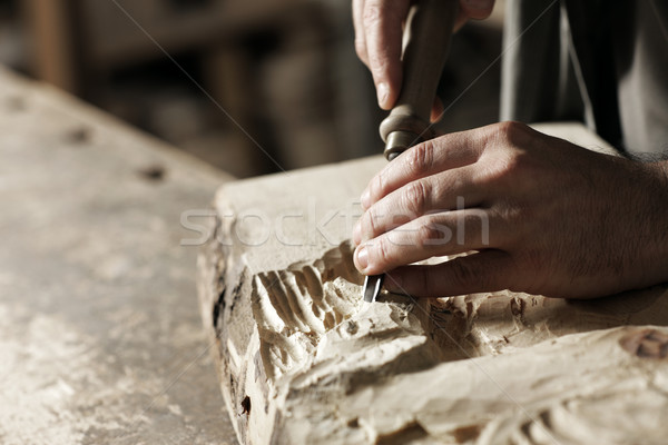 Manos artesano maestro carpintero madera Foto stock © stokkete