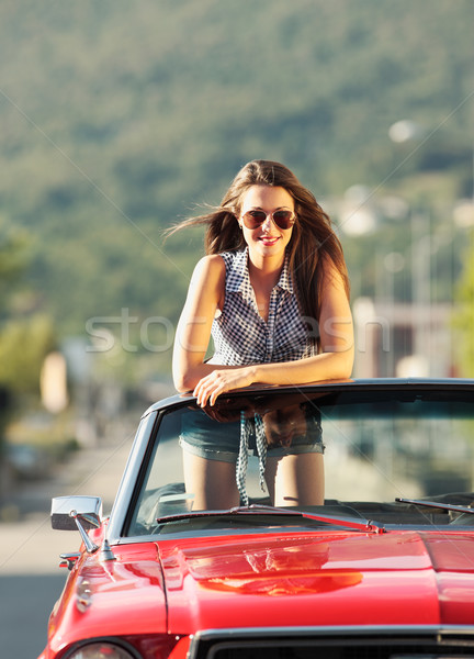 道路 旅行 美しい 若い女性 車 ストックフォト © stokkete