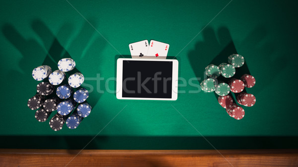 Foto stock: Línea · póquer · juego · aplicación · digital · tableta