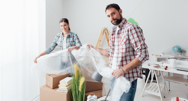 Preparing a room for painting Stock photo © stokkete