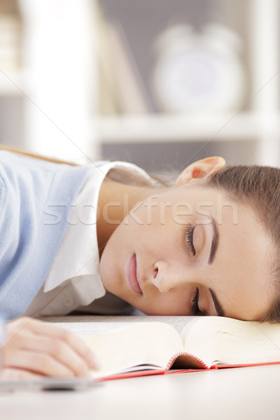 功課 女 學生 睡眠 書 美麗 商業照片 © stokkete