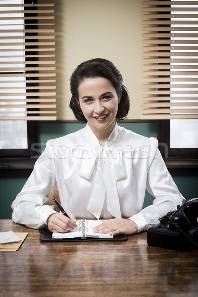 Vintage receptionist lavoro iscritto Foto d'archivio © stokkete