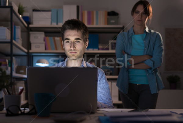 Stockfoto: Relatie · problemen · vrouw · staren · echtgenoot