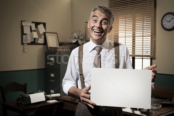 Glimlachend vintage zakenman vrolijk Stockfoto © stokkete