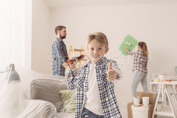 Family renovating their new apartment Stock photo © stokkete
