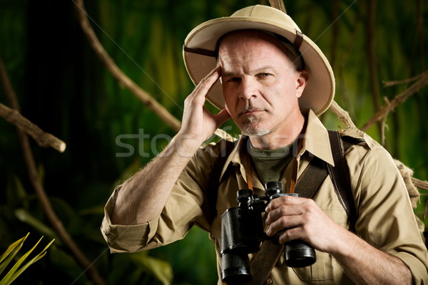 頭痛 探險者 叢林 觸摸 旅行 冒險 商業照片 © stokkete