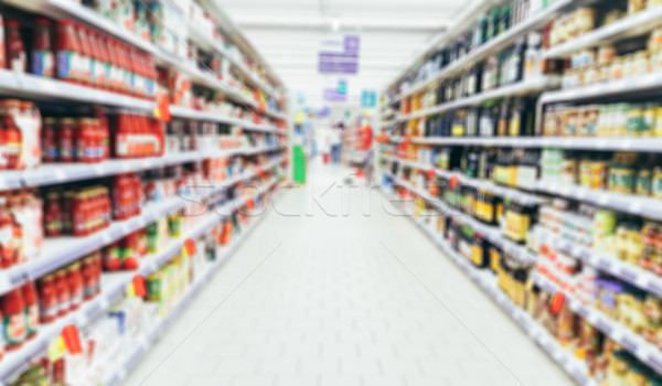 супермаркета проход магазине Полки неузнаваемый продукции Сток-фото © stokkete
