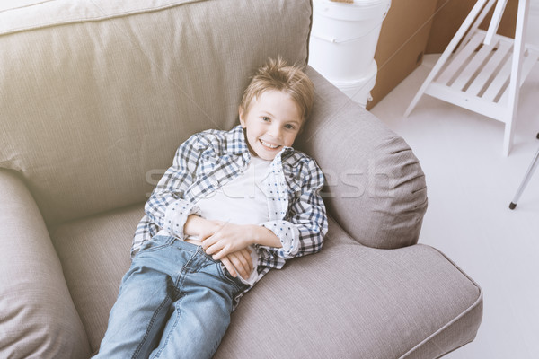 Cute boy relaxing at home Stock photo © stokkete