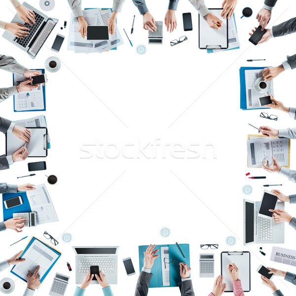 Equipo de negocios reunión de trabajo manos superior Foto stock © stokkete