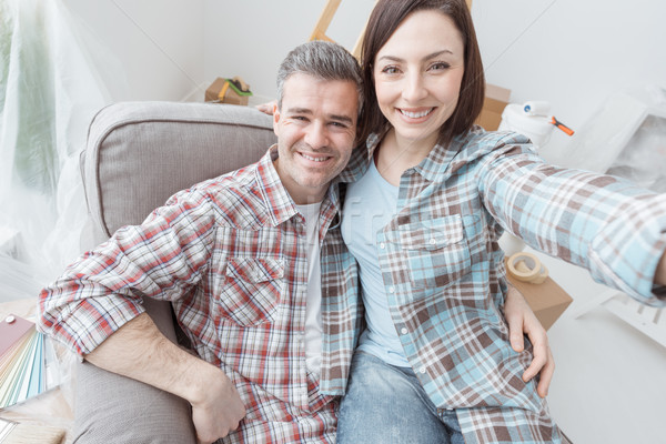 Couple taking selfies Stock photo © stokkete