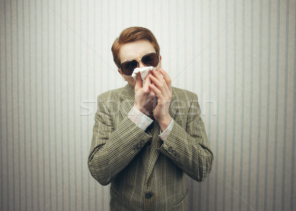 Nase weht junger Mann alten Stil Bild Junge Stock foto © stokkete