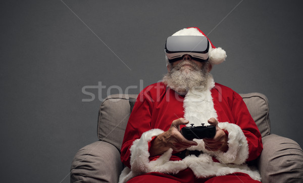 聖誕老人 虛擬 現實 家 播放 商業照片 © stokkete