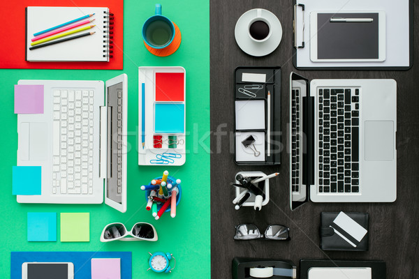Stock fotó: Iroda · munkaterület · kreatív · színes · asztali · egy