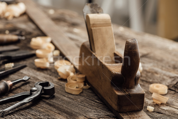 Wood planer on the carpenter's workbench Stock photo © stokkete