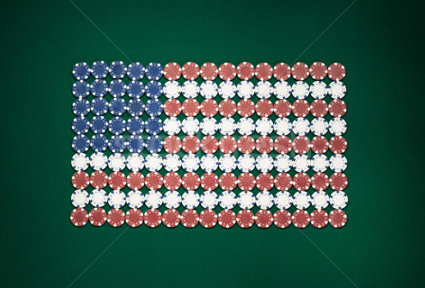 Amerikaanse vlag chips groene tabel top Stockfoto © stokkete