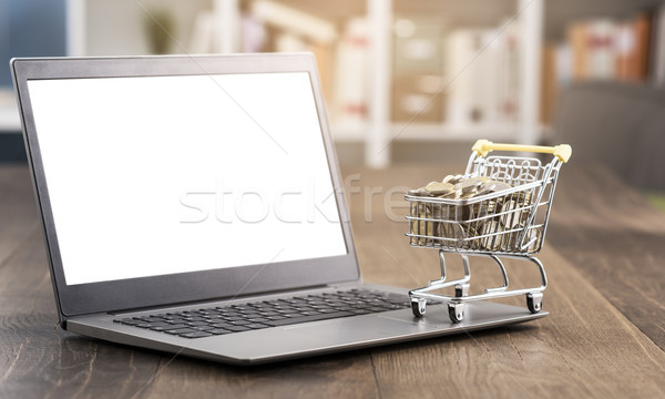 Zdjęcia stock: Koszyk · pełny · ceny · laptop · pulpit