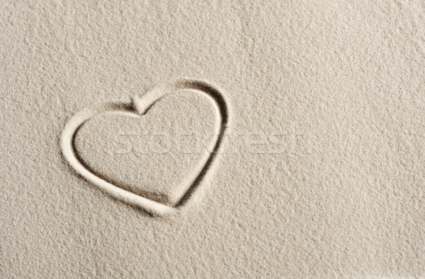 Beach background with hearts drawing Stock photo © stokkete