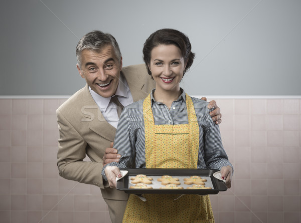 Lebkuchen Männer Jahrgang glücklich Stock foto © stokkete