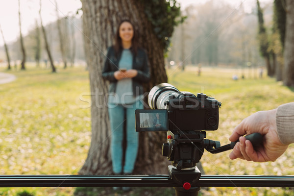 Video shooting at the park Stock photo © stokkete