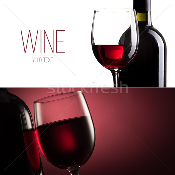 Degustare de vinuri celebrare steag set excelent vin rosu Imagine de stoc © stokkete