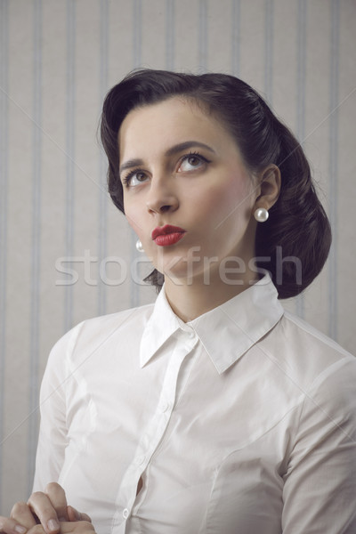 Stockfoto: Portret · mooie · retro · zakenvrouw