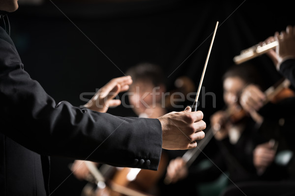 Foto stock: Orquesta · etapa · sinfonía · manos · primer · plano