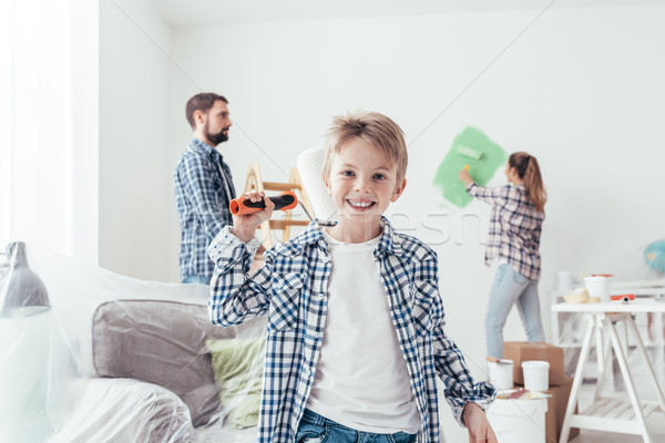 Family renovating their new apartment Stock photo © stokkete