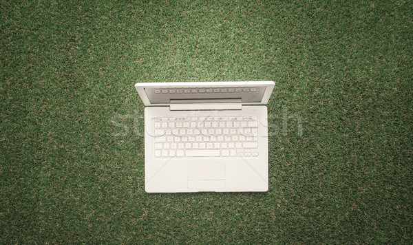 Foto d'archivio: Laptop · erba · tecnologia · comunicazione · ambiente · top