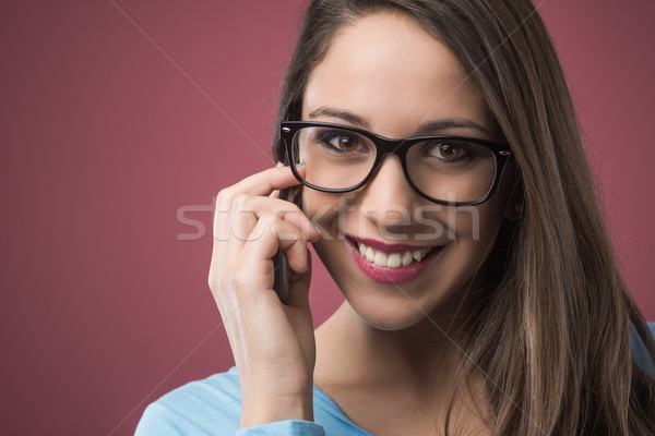 Cute girl on the phone Stock photo © stokkete