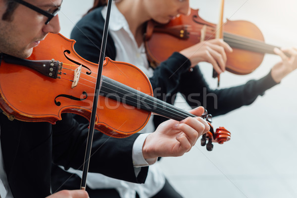 Violino atuação dois juntos mãos Foto stock © stokkete