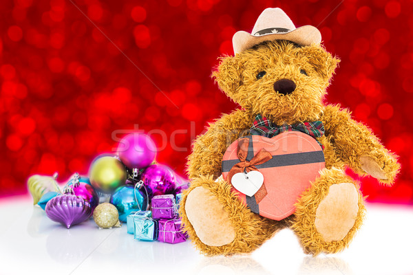 Teddybär Geschenke Ornamente neue Jahre Weihnachten Stock foto © stoonn