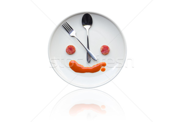 Metal spoon and fork arrange as clock face  Stock photo © stoonn