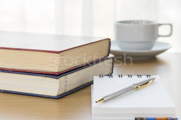 Pen put on notepad open blank page Stock photo © stoonn