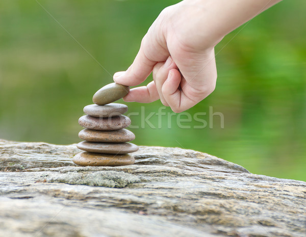 Hand steen gebouw zen stenen Stockfoto © stoonn
