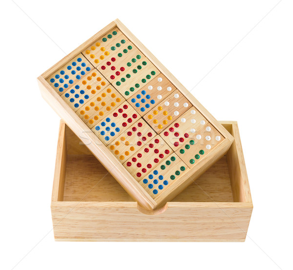 Wooden Domino in box Stock photo © stoonn
