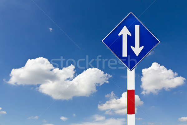 дороги дорожный знак Blue Sky небе знак синий Сток-фото © stoonn