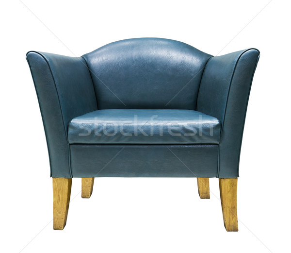 Сток-фото: синий · кожа · кресло · изолированный · белый · служба