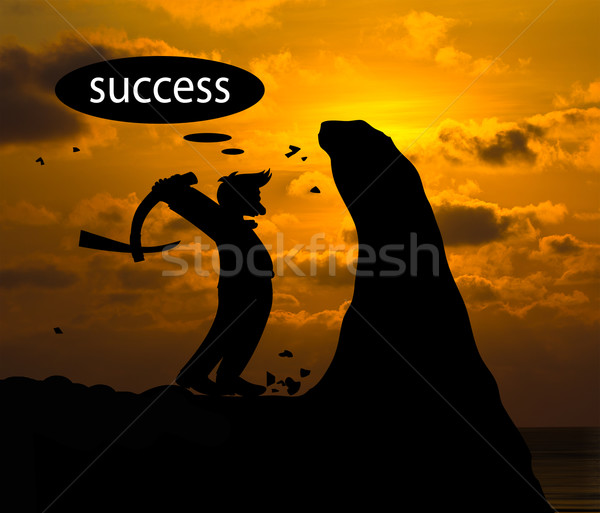 Stock photo: Concept skyline, Man digging mountain for inspiration