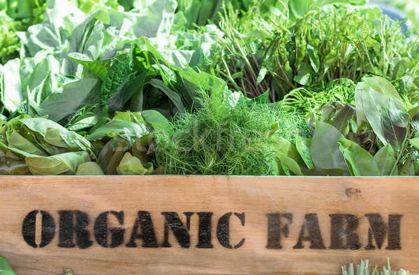 Taze organik üretmek ahşap kutu çiftlik Stok fotoğraf © stoonn