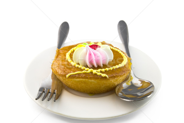 Tasse gâteau fourche blanche fête anniversaire [[stock_photo]] © stoonn